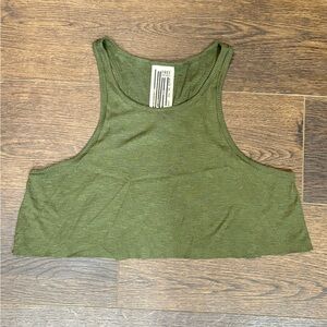 Free People Forest Green Ribbed Crop Top
